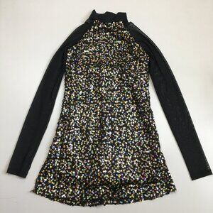 BALARA Black Gold Silver Black Sequins Dance Performance Short Insert Dress